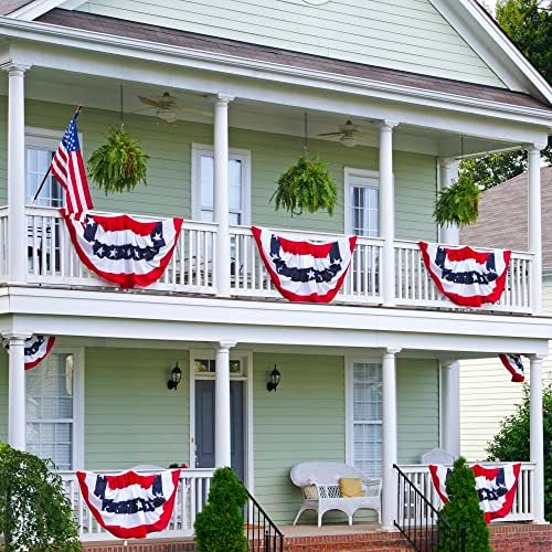 3 x 6 FT 4th of July Decorations, 2 PCS Patriotic USA Pleated Fan Flags, Large American Bunting Flag Banner Fourth of July Half Fan Flags for Independence Day Memorial Day Outdoor Home Decor