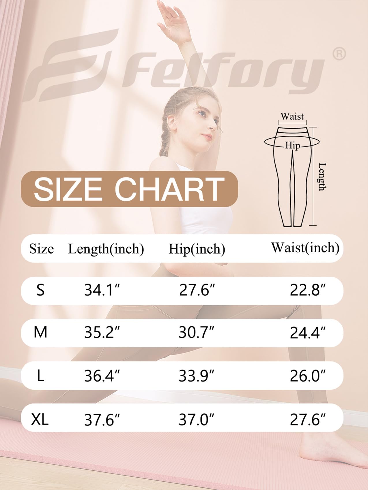 FelFory Fleece Lined Leggings Thermal Leggings for Women Tummy Control High Waisted Leggings for Women with Pockets Warm Leggings for Winter Tighs for Women Yoga Leggings Khaki Large