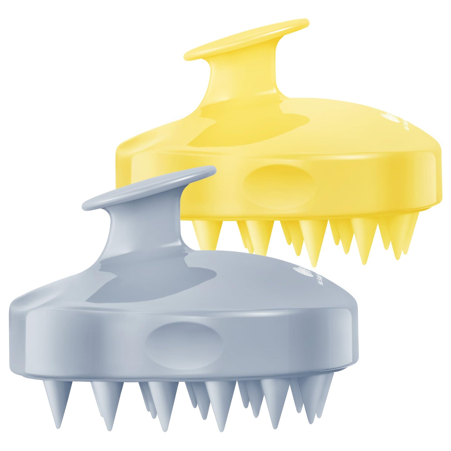 HEETA Hair Scalp Massager Shampoo Brush 2 Pack, Soft Silicone Bristles to Remove Dandruff, Waterproof Hair Scrubber for Both Wet Dry Hair, Suitable for Men & Women (Yellow & Gray)