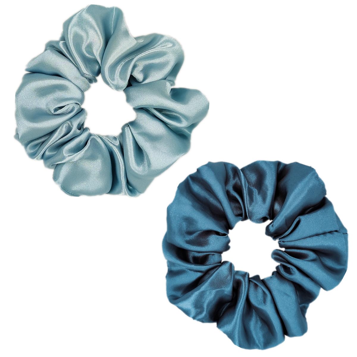 Sufermoe 12 Pcs Satin Silk Hair Scrunchies, Assorted Blue, 4.5 Inch Hair Ties for Women Girls