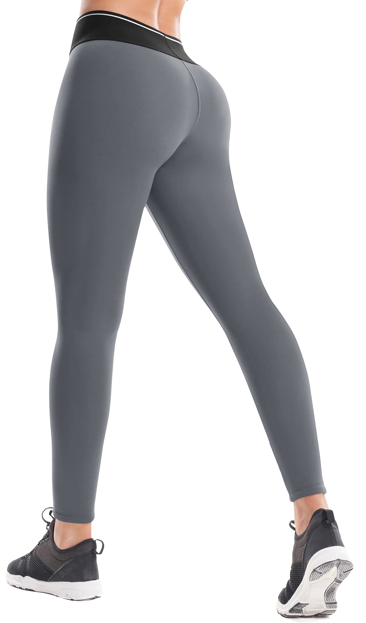 IUGA Thick Fleece Lined Leggings Women High Waist Warm Yoga Pants Winter Workout Thermal Leggings for Women Grey