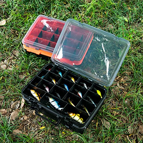 Goture Small Tackle Box,Waterproof Fishing Lure Boxes, 2 sided adjustable Small Plastic Case Small Box Storage Containers Black SMALL 6.69'' X 4.33'' X 1.81''