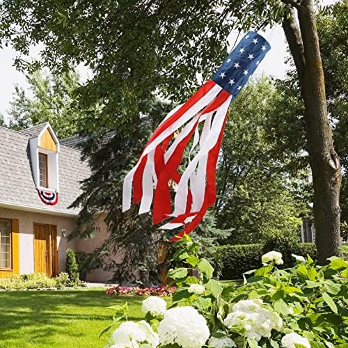 4th of July Decorations,40 Inch American Windsock Heavy Duty,Patriotic Fourth of July Outdoor Decor, American Flag USA Windsock With Embroidered Stars,Red White and Blue Decor for Memorial Day,Outside