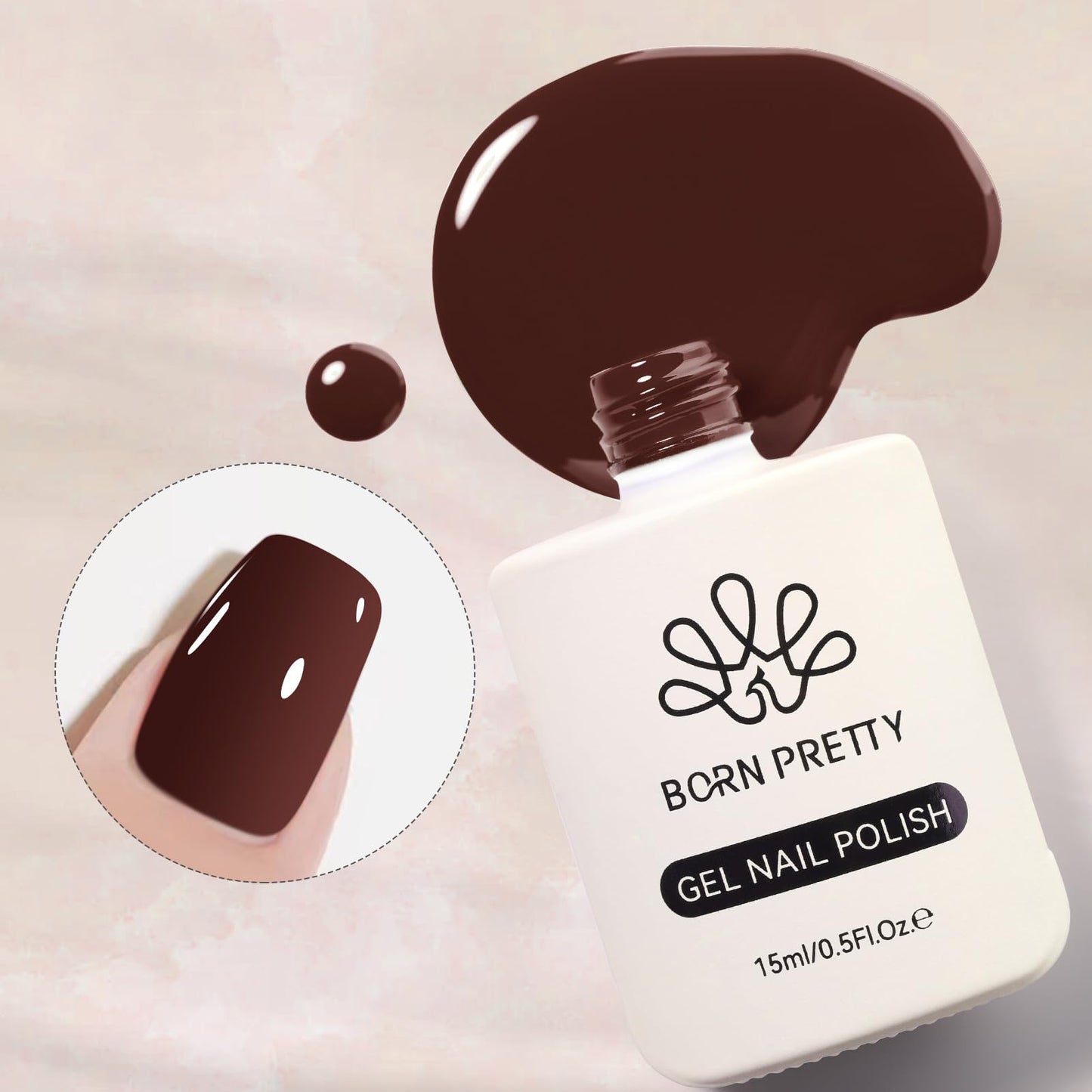 BORN PRETTY Dark Brown Gel Nail Polish Fall Winter Mocha Caramel Color Gel Polish Soak Off Gel Polish Nail Art Design Manicure Salon DIY Home 15ML