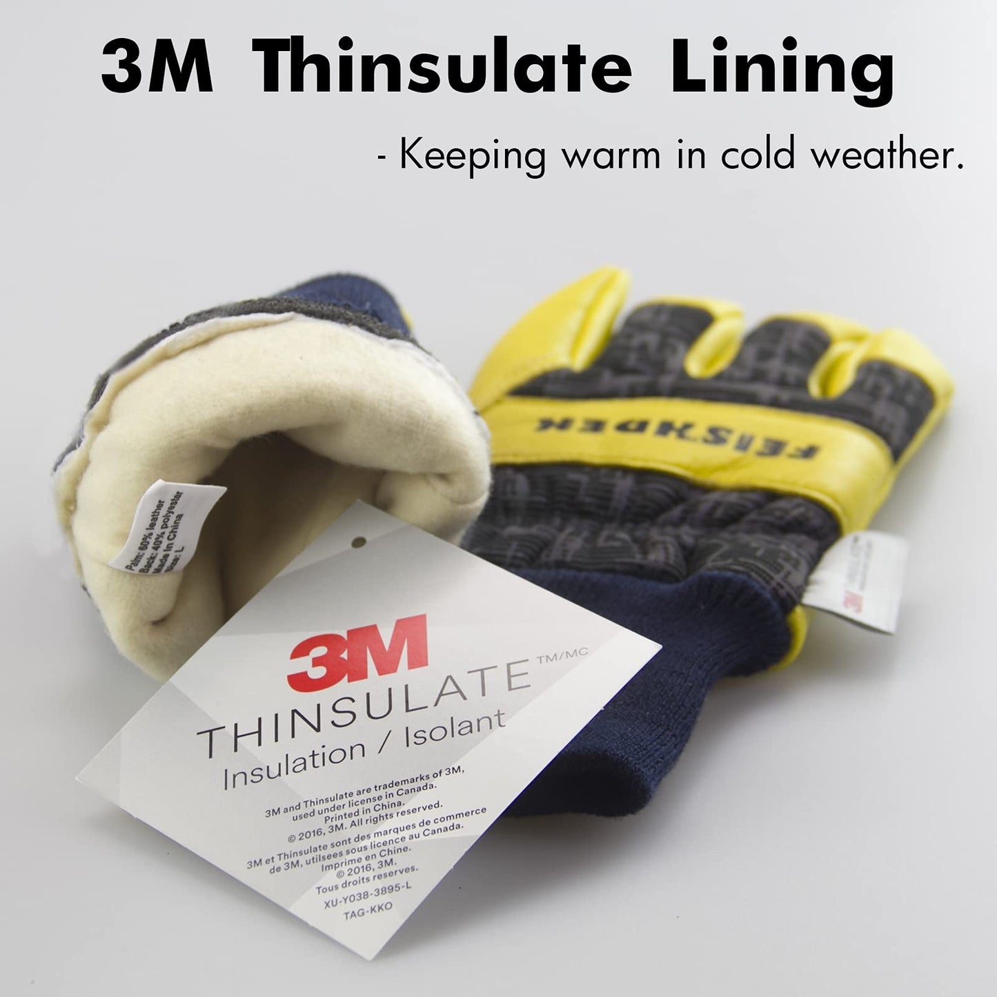 Kids Winter Gloves, 3M Thinsulate Lined Windproof Warm Toddler Work Gloves with Soft Sheepskin Leather, Reflective Knitted Cuff Insulated Cold Weather Ski Gloves for Girls Boys Snow (Large, Age 7-9)