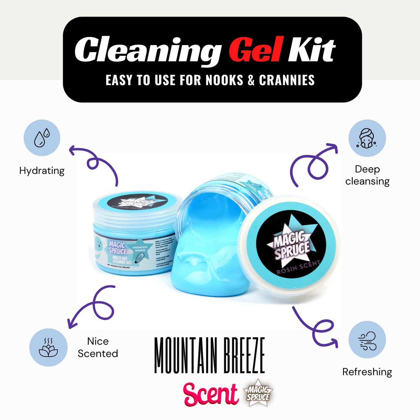 FINOCLAY Car Cleaning Gel Kit for Interior, Non-Water Car Detailing Putty, Scented Car Dashboard Cleaner, Car Cleaning Products, Upholstery Dust Remover, Vent, Reusable PC Laptop, Keyboard Cleaner