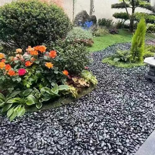 5 Pounds Black Natural Decorative River Pebbles – 2-3 Inch Black Polished Decorative Pebbles for Garden Landscaping, Home Décor, Outdoor Paving River Rocks, Rocks for Painting