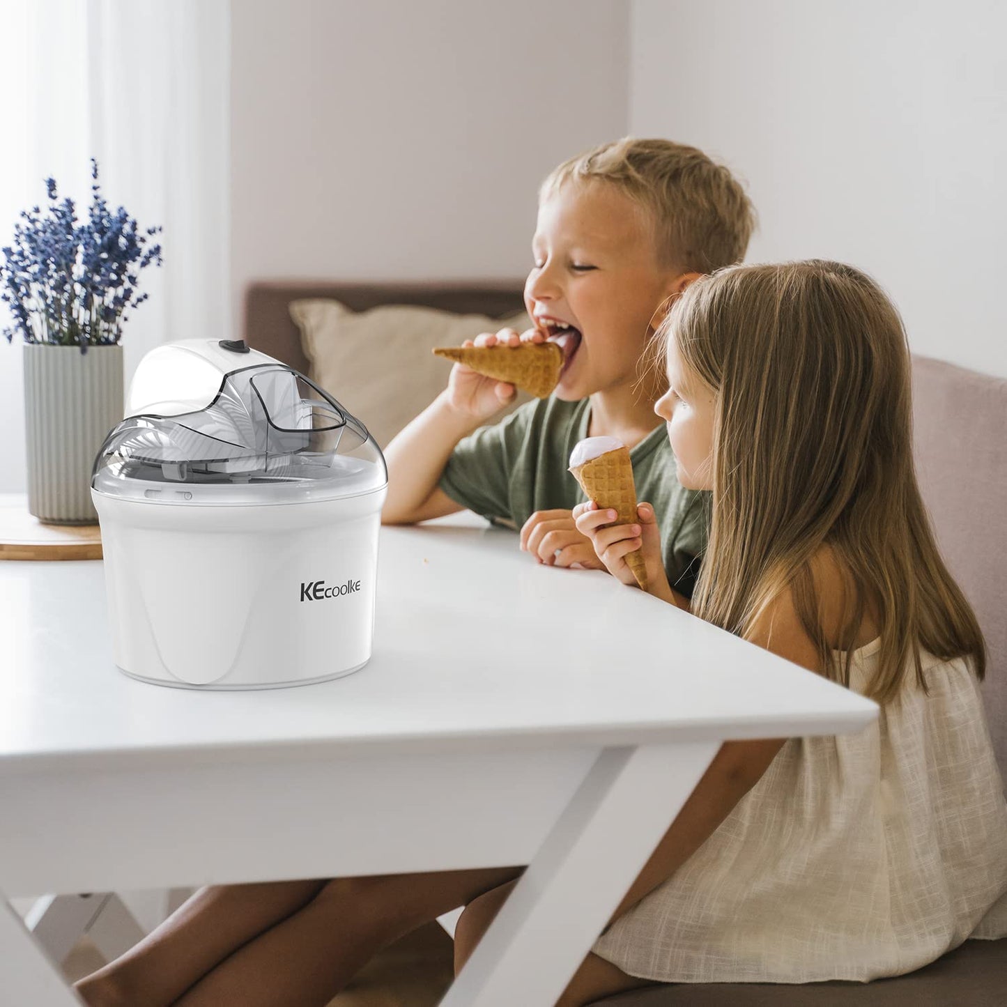 KECOOLKE Ice Cream Maker, Teacher Appreciation Gifts Electric Ice Cream Machine Soft Serve Homemade 1.5 Quart Frozen Yogurt, Sorbet, Gelato