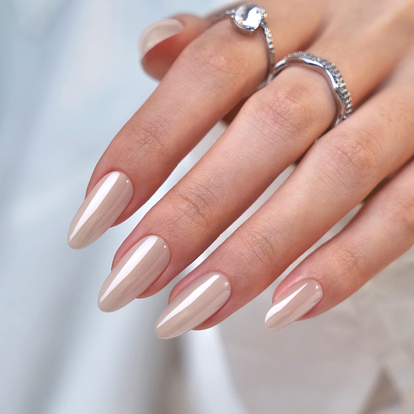 Press On Nails Medium - BTArtbox Almond Press On Nails, Glue On Nails with Nail Glue, Reusable Stick On Nails in 15 Sizes - 30 Soft Gel Fake Nails Kit, Nuts Glazed