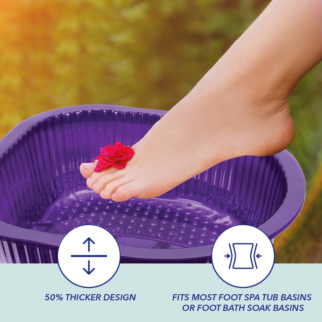 ForPro Universal Pedi Bath Liners - 50% THICKER - Fit Footsie Bath Plus Foot Bath, Disposable Pedicure Foot Tub Liners for Foot Spa Basins & Foot Bath Soaks, Purple, 100-Count