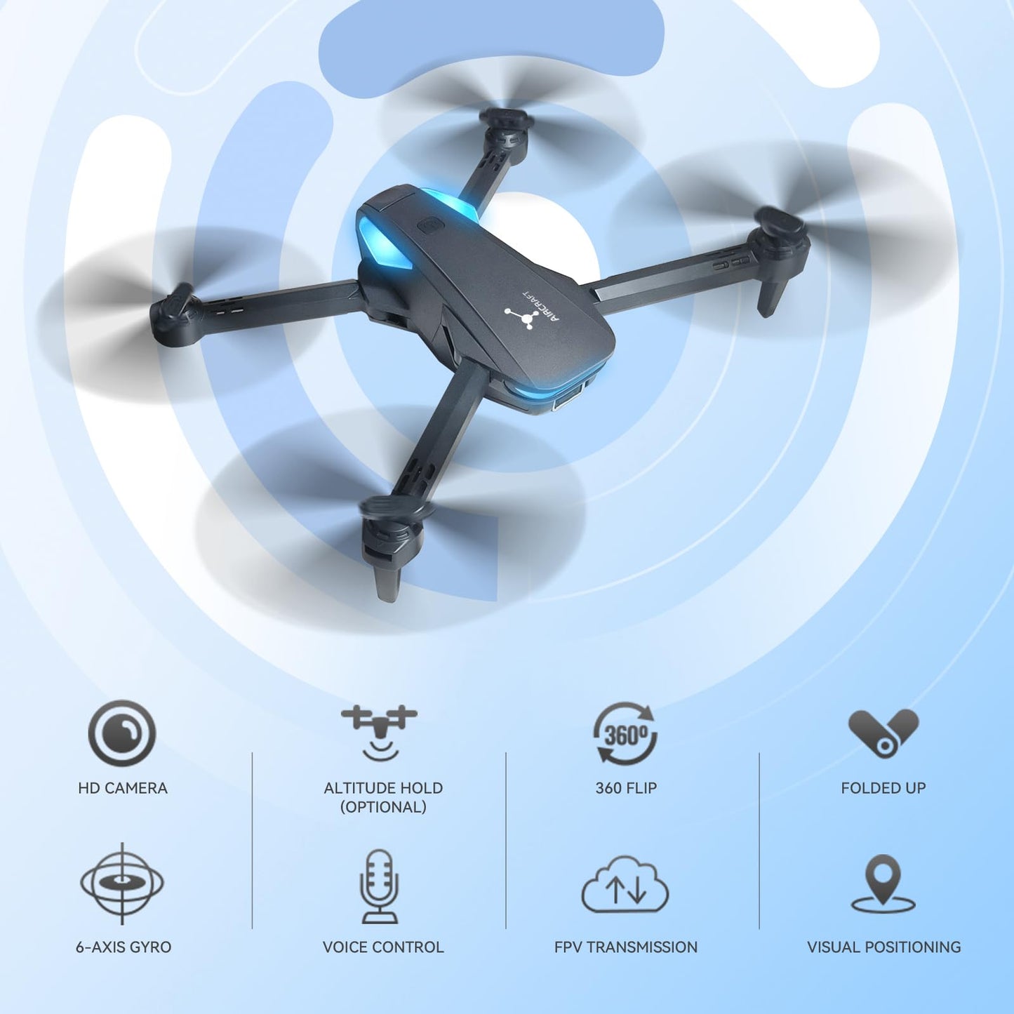 PKJJLAQ Mini Drone with Camera for Beginners and Kids, 1080P WiFi FPV Remote Control Quadcopter with Voice Control, 2 Batteries, One Key Take Off/Land, 3D Flips, Altitude Hold, Toys Gifts for Boys Girls