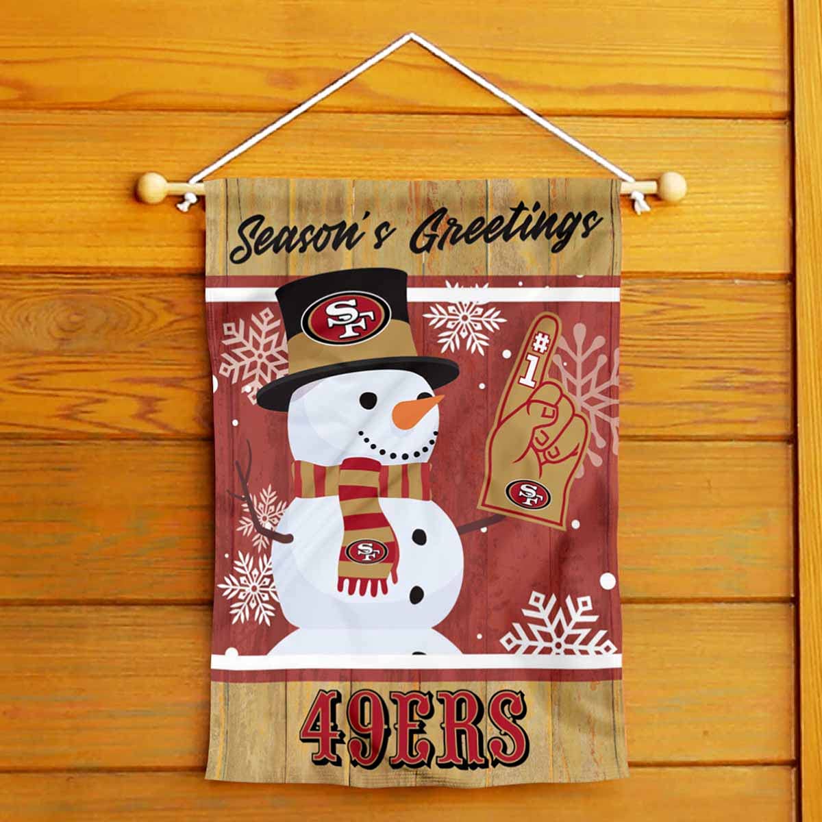 San Francisco 49ers Holiday Winter Snow Garden Flag Double Sided Banner