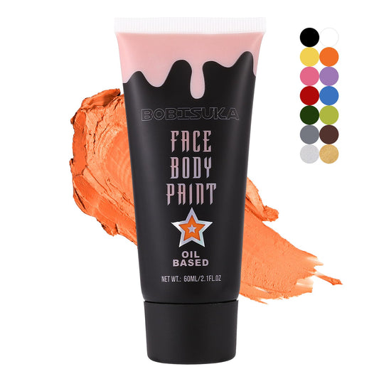 BOBISUKA Orange Face Body Paint, High Pigmented Face Painting Kit for Halloween Makeup, Scary Pumpkin, Tiger Cosplay, Costume, SFX Special Effect and Theme Parties(2.1 Fl.oz)