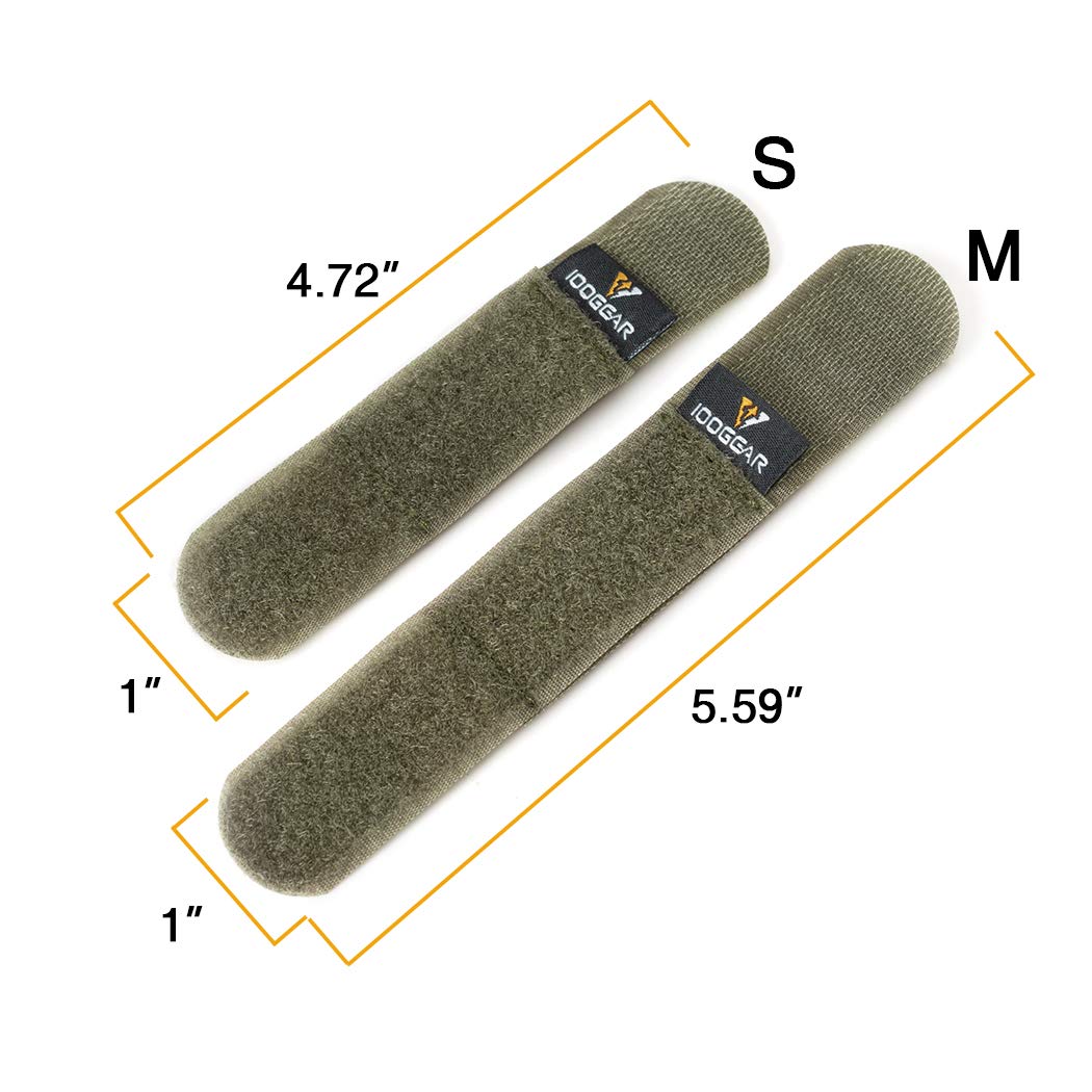 IDOGEAR Tactical fastening Binding Strap Hook & Loop reusable strap (Ranger Green, Small(2 pcs)+Medium(2 pcs)