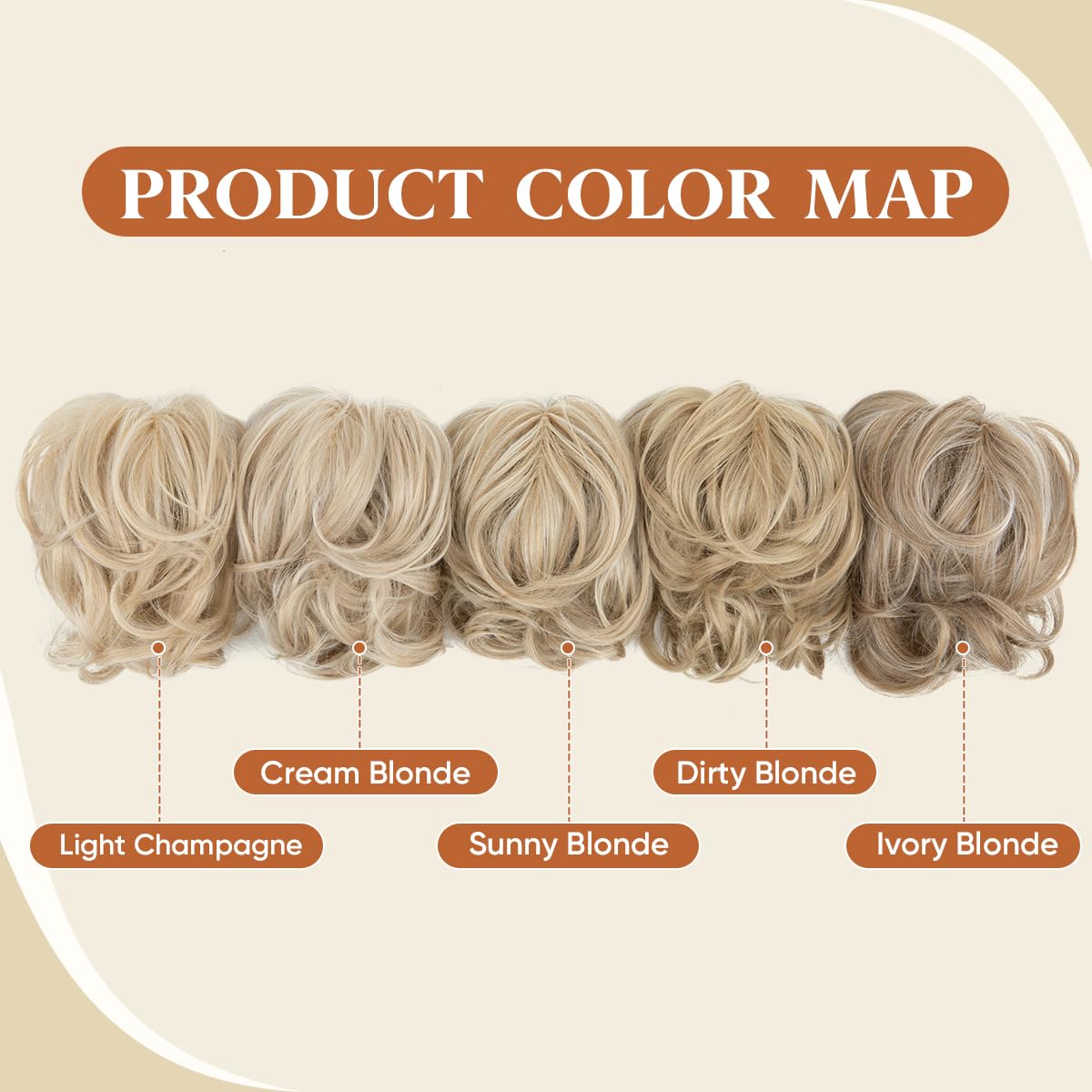 youngways Claw Clip Short Ponytail Messy Bun Hair Piece Bendable Hair Branch Extensions Fluffy Wavy Curly Synthetic Versatile Ivory Blonde Hairpieces