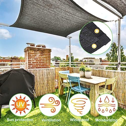 Garden 70% Shade Cloth, 10 x 20 FT Black Sun Shade Net, Mesh Sun Shade Tarp with Reinforced Brass Grommets, Sunblock Shade Cloths for Plants Cover, Greenhouse, Patio, Chicken Coop, Tomatoes