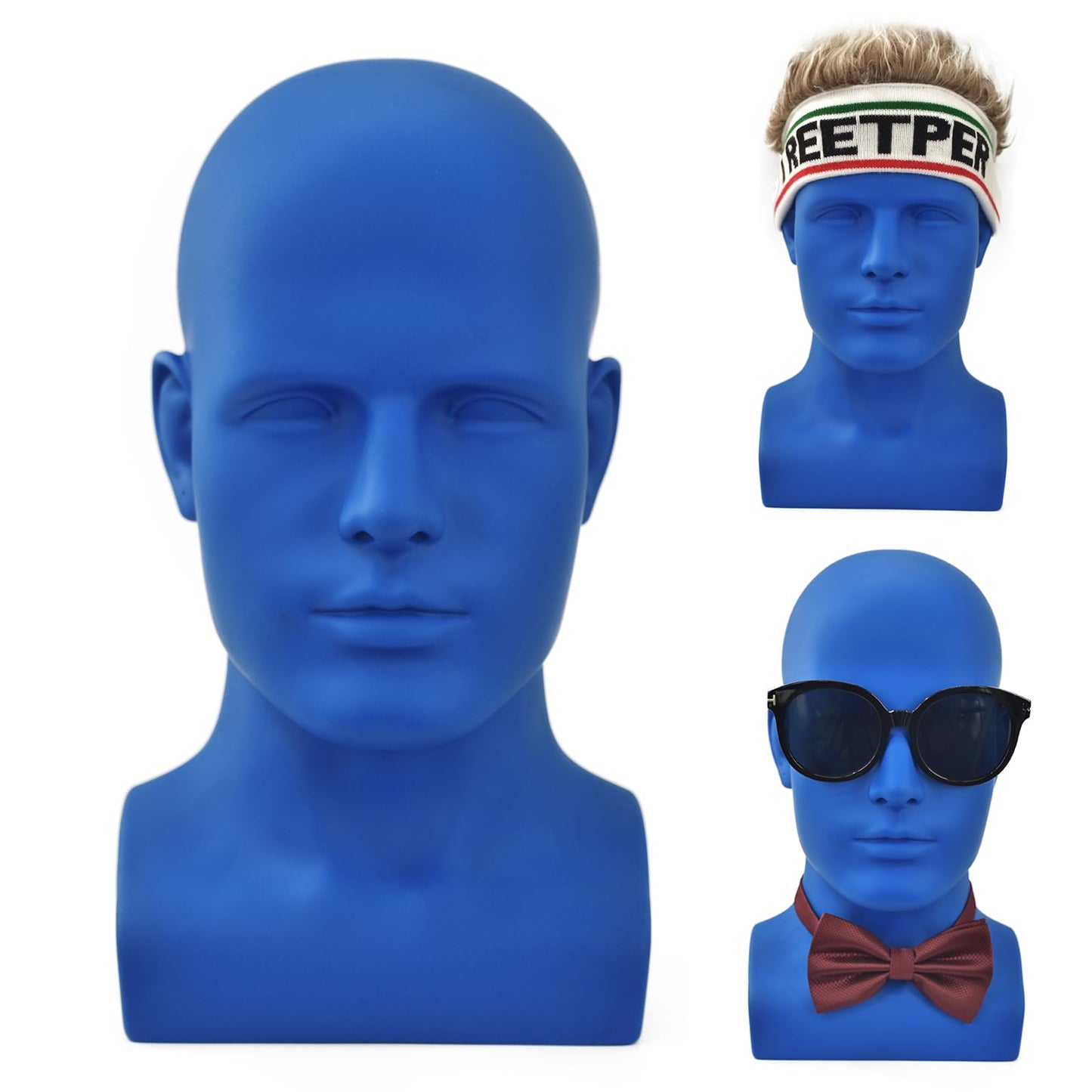 BLTYXT PVC Male Mannequin Head Professional Manikin Training Head for Display Headphone Game Console Hats Wigs Jewellery Glasses Facemask Caps Model Head (L90YL)