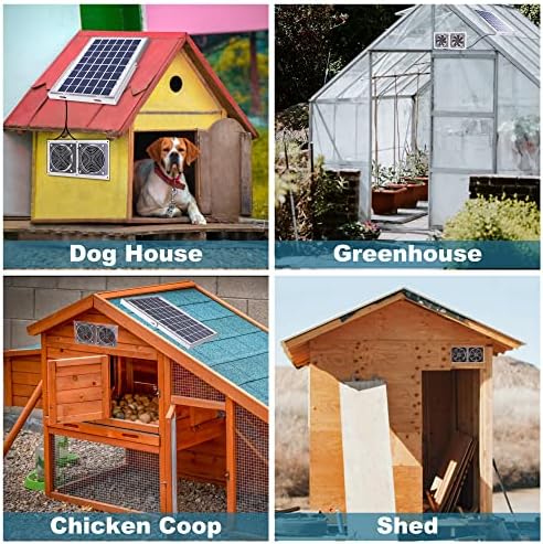 SOLPERK Solar Fan for Greenhouse, 10W Solar Powered Fan for Chicken Coop, Waterproof Solar Exhaust Fan for Shed with 11.8ft/3.6m Cable