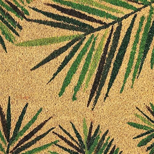 Juvale 30 x 17 in Coir Door Mat - Tropical Palm Leaf Welcome Mat Outdoor Entrance - Palm Leaf Plant Doormat for Front Porch (30 x 17 in)