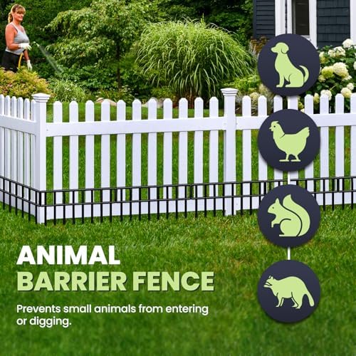 19.5Ft(L) X 13Inch(H) Animal Barrier Fence,14 Pack No Dig Fence Panels, Dog Dig Fence Barrier, Metal Small Garden Fence Border for Dogs Rabbits Defense, Bottom Blocker for Outdoor Yard Patio