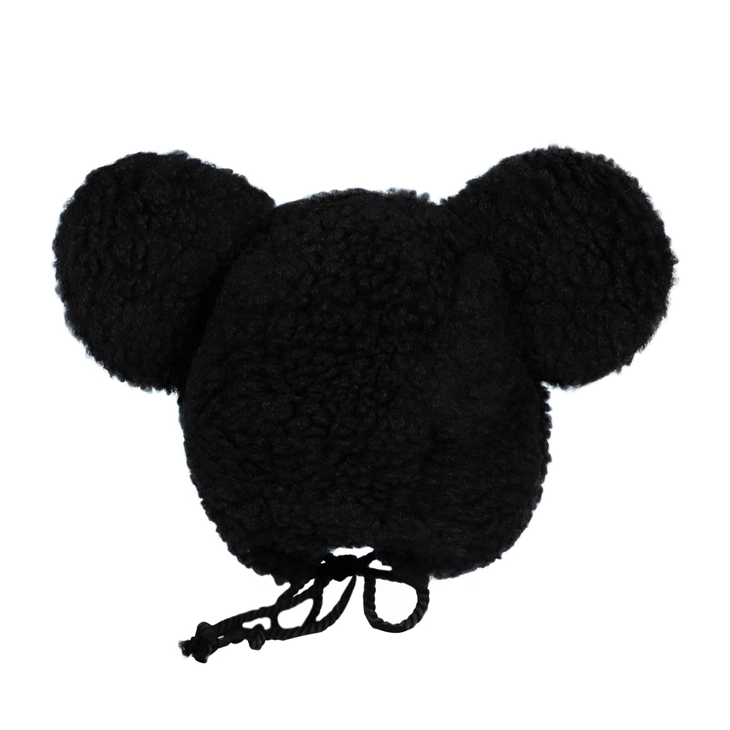 Cute Fuzzy Bear Hat with Ear Flap Faux Fur Ushanka Windproof Warm Trapper Cap Winter Thermal Hat for Girls Women Black