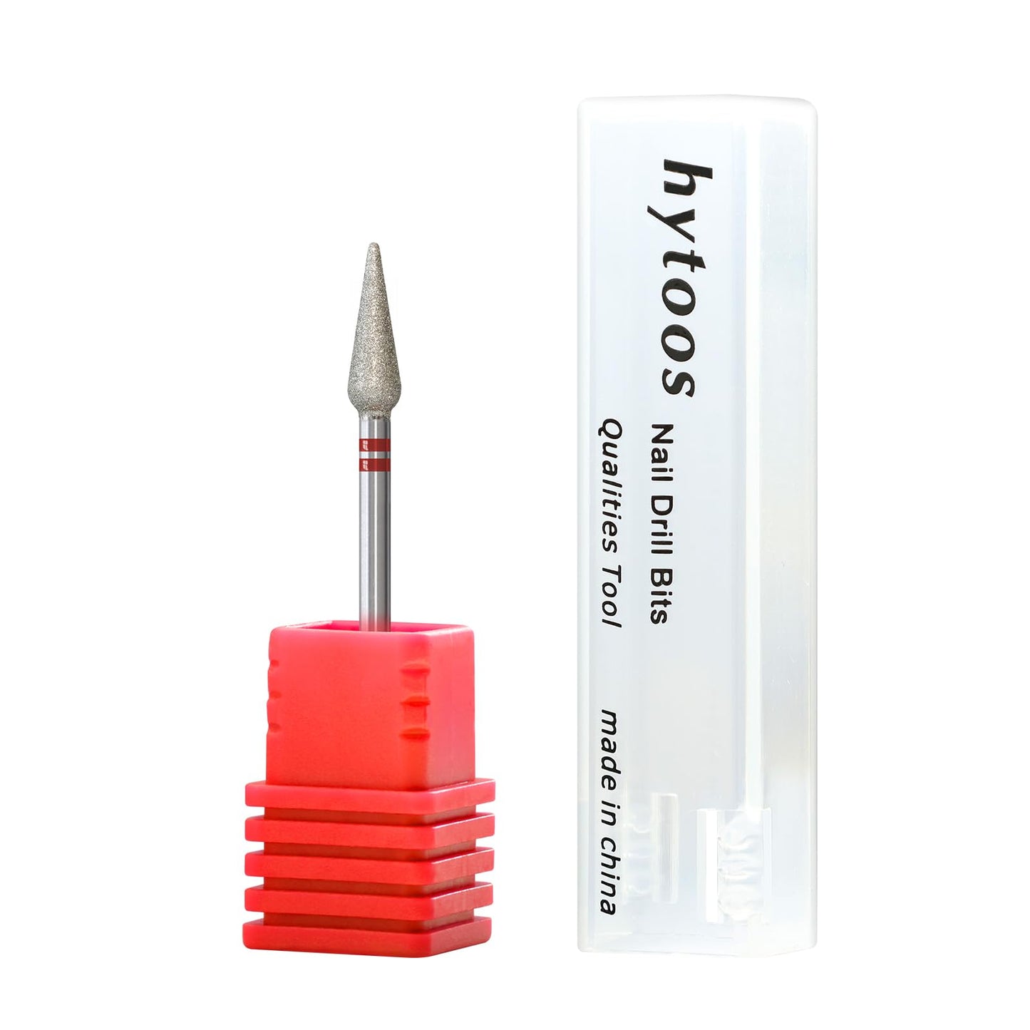 HYTOOS 4mm Long Bud Cuticle Clean Nail Drill Bit, Russian Diamond Nail Bits Professional Safety Under Nail Cleaner Burr for Cuticle Dead Skin, Electric Nails Drill Accessories, Fine