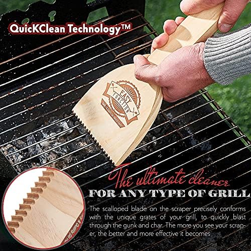 Wood Grill Scraper - Wooden BBQ Grill Brush Cleaner Alternative - Enjoy Safe & Bristle Free Barbecue