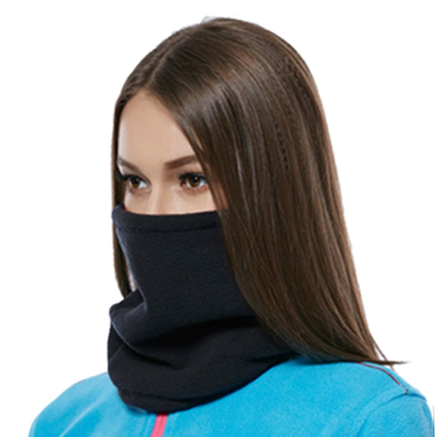 Aiphamy Winter Warm Versatile Polar Fleece Neck Gaiter Neck Warmer Face Mask Beanie Hat Thermal Snowboarding Ski Wear, Black