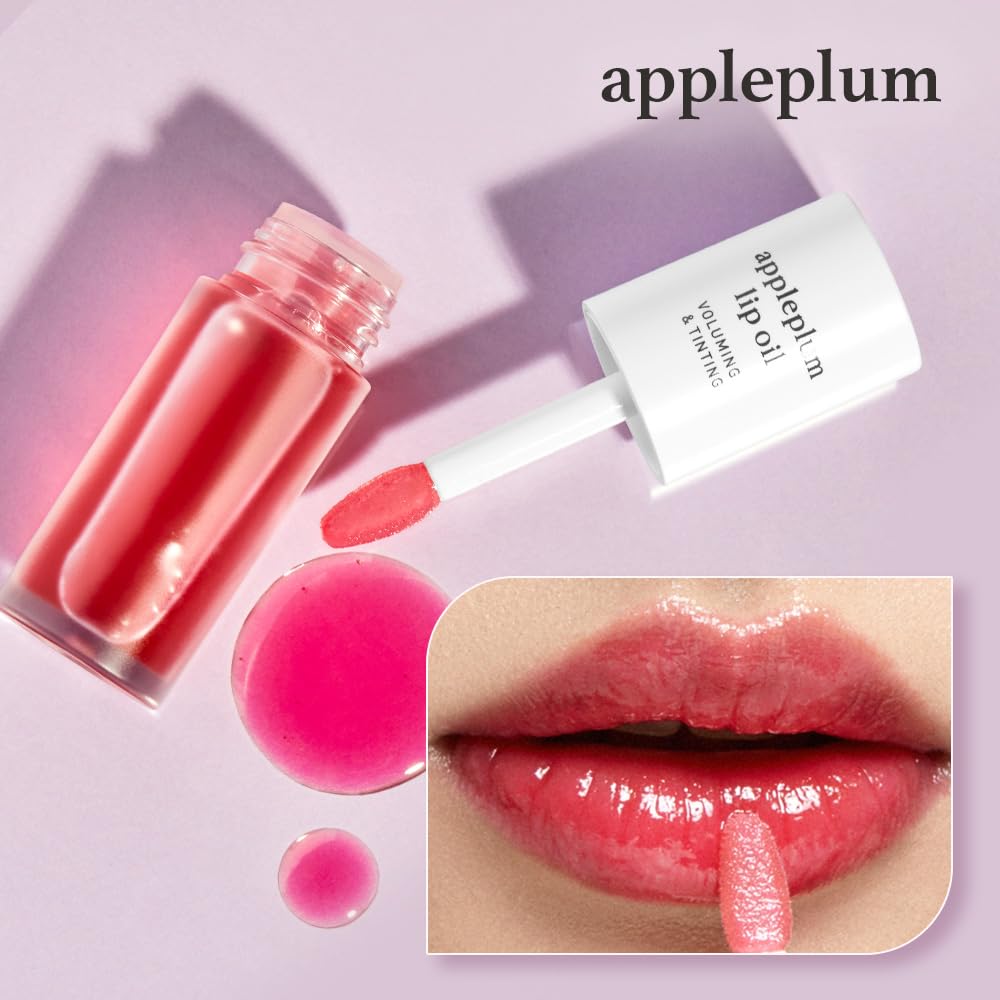 NOONI Korean Vegan Lip Oil - Appleplum | Lip Stain, Gift, Long-Lasting, Moisturizing, Plumping, Revitalizing for Dry Lips, Waterproof, No Peel Off, Korean Lip Tint 0.12 Fl Oz