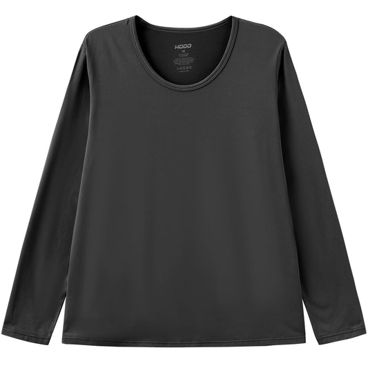 HODOSPORTS Boy's Thermal Underwear Top Kid’s Winter Base Layer Fleece Lined Compression Shirt Dark Grey