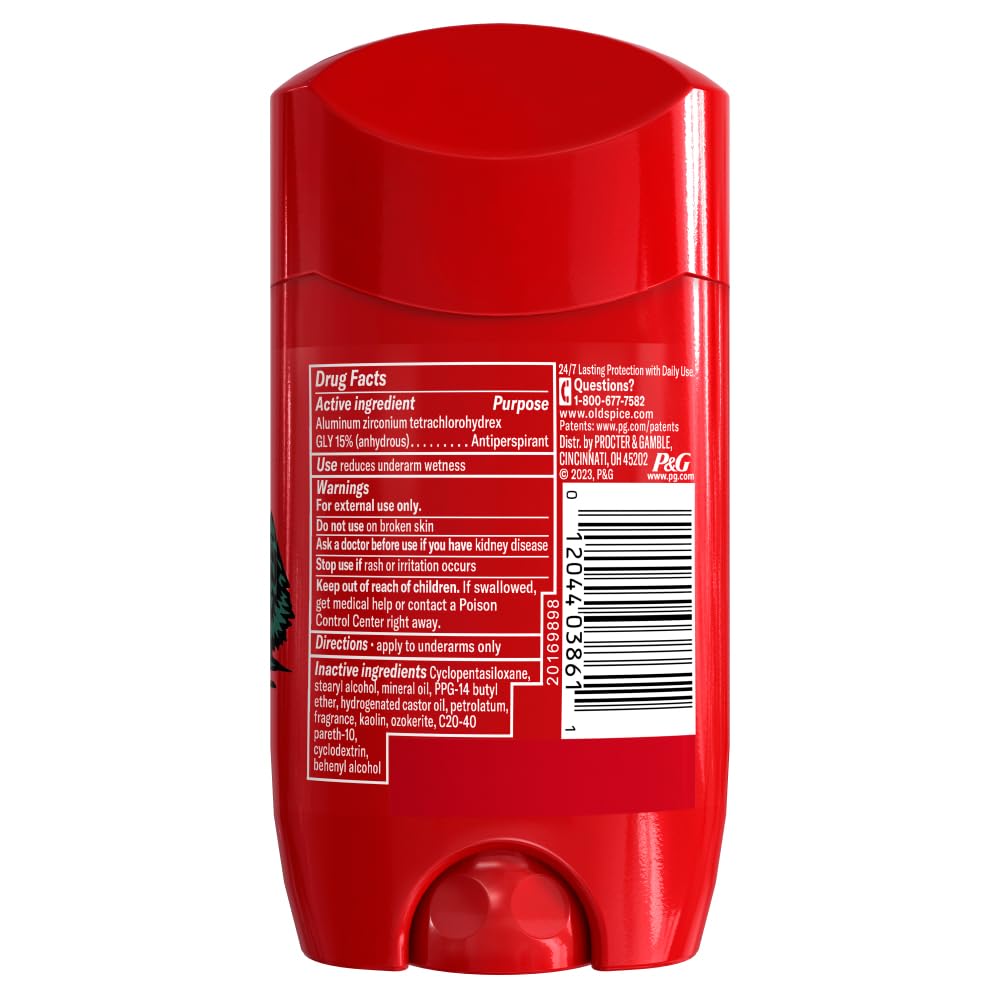 Old Spice Wild Collection Wolfthorn Scent Men's Invisible Solid Antiperspirant Deodorant 2.6 Ounce (Pack of 4)