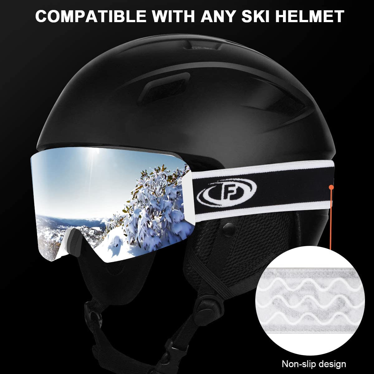 findway Ski Goggles, Cylindrical Anti-Fog Snow Goggles, UV Protection Snowboard Goggles For Men Women, Silver
