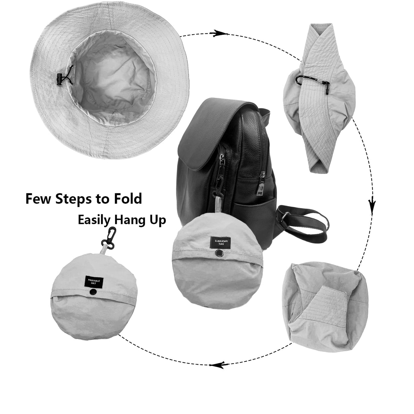 woogwin Waterproof Bucket Rain Hat with Chin Strap Quick Dry Packable Boonie Sun Hat Safari Hat UV Protection(Lightgrey)