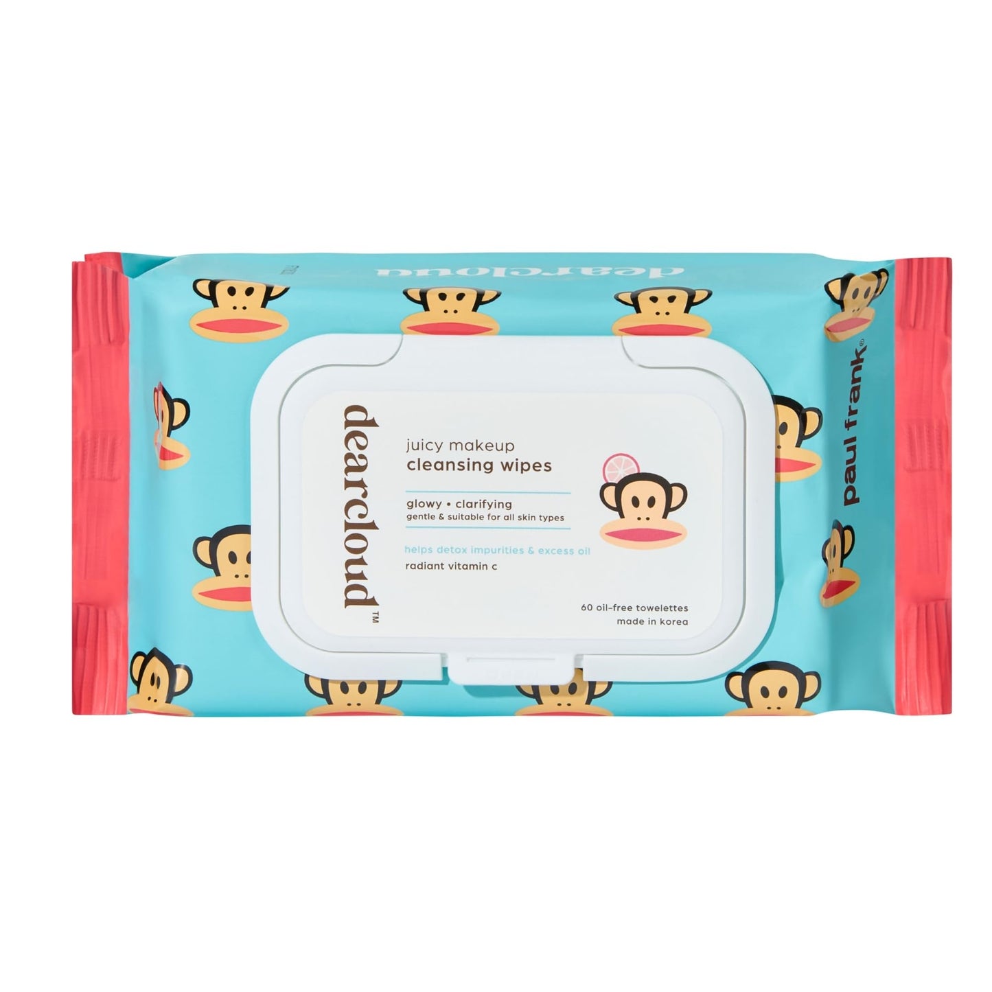 dearcloud x Paul Frank Juicy Makeup Cleansing Wipes - Vitamin C Makeup Remover Towelettes (60 count)
