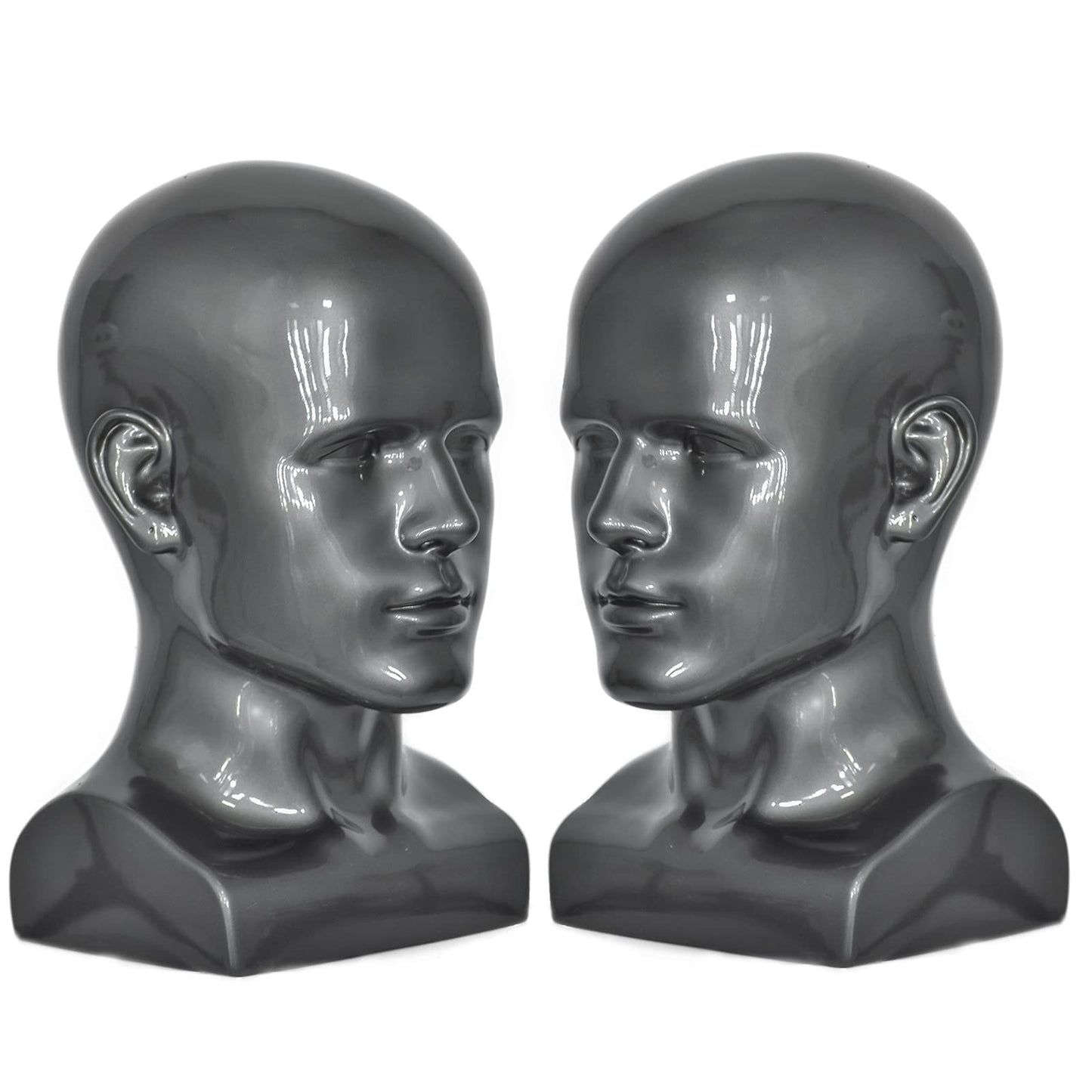 FanLin Male Mannequin Head Professional Manikin Head for Display Wigs Hats Headphone Mask Sunglasses Jewelry and Scravat Display Stand (Light grey)