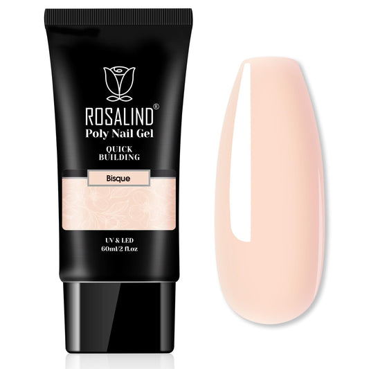 ROSALIND Nude Poly Extension Gel, 60ml Light Nude Poly Nial Gel Builder for Nail Art Decoration, Nude Nail Thickening Extension Easy to DIY Use at Home Need UV Lamp