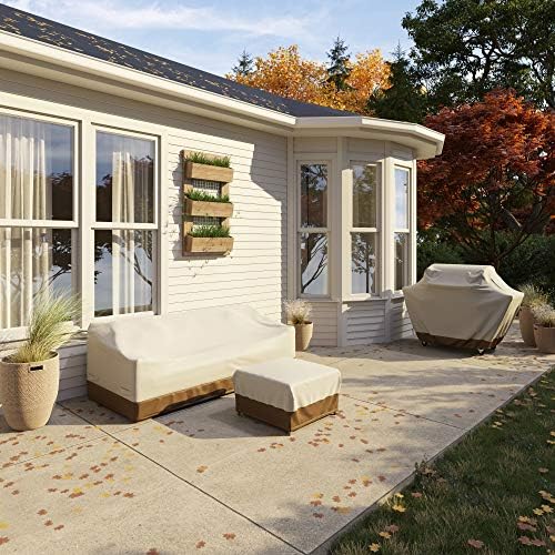 Amazon Basics Gas Grill Barbecue Cover for Outdoor, Waterproof, Anti-UV, Durable, 65 inch, Large, Beige