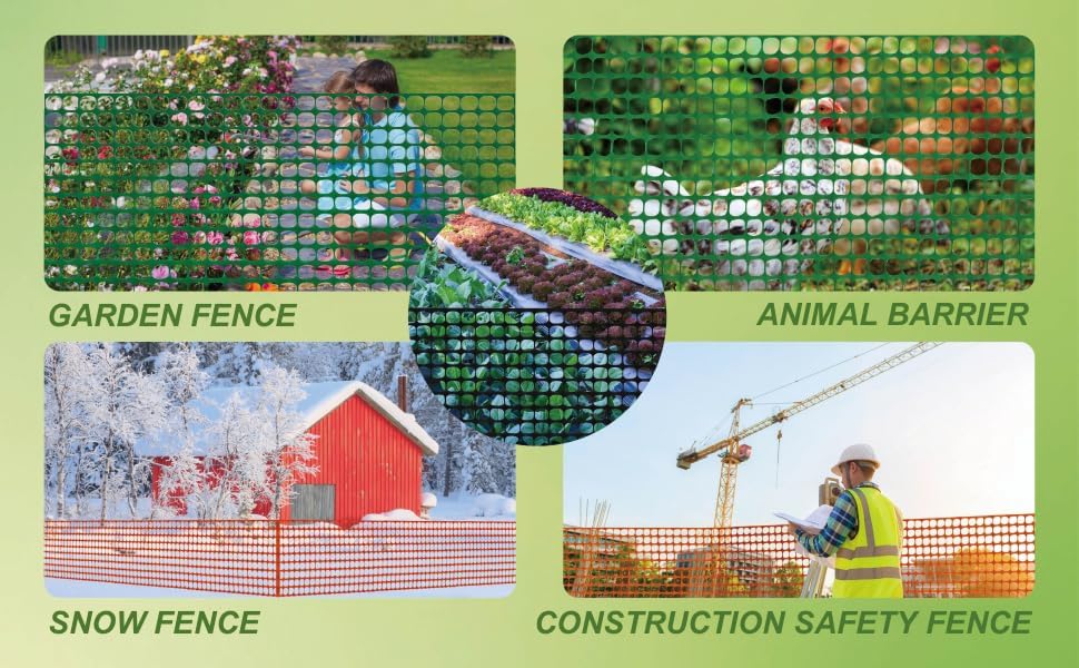 Plastic Mesh Fence Safety Fence, 4'x100' Roll with 100 Zip Ties, Resuable Temporary Netting for Garden Fencing, Construction, Snow Fencing, Animal Barrier, Poultry, Deer, Patio, Black