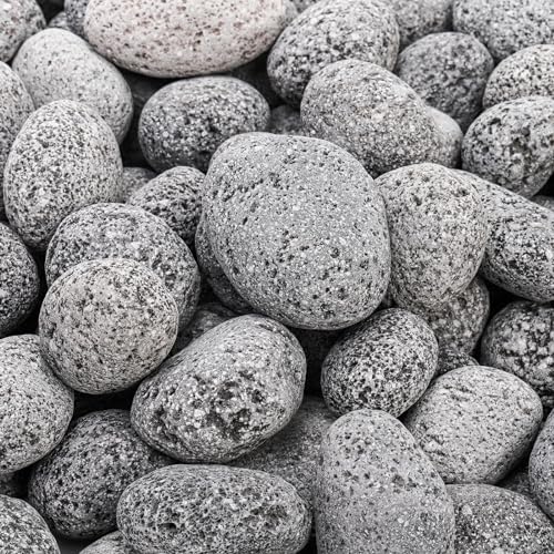 SOUJOY 10lbs Lava Rocks for Fire Pit, 1''-2'' Black Tumbled Natural Lava Stones, Smooth Lava Pebbles for Natural Gas, Fireplace, Propane, Wood, Electrical Firepits & Grills