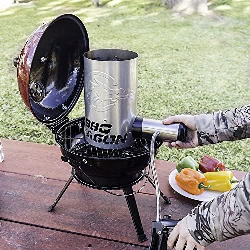 BBQ Dragon Charcoal Fan - Cordless Grill Fan for Camping, Fireplace, and Smokers - Heavy Duty BBQ Air Blower with Adjustable Clamp - Portable Fire Blower for Fireplace and Campfire