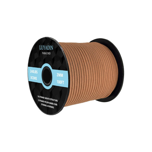 LUYADIN Paracord 240lb - Diameter 2mm Micro Utility Cord -3 Strand Parachute Spool Cord - 100ft 200ft,Paracord for Camping,Hiking,Fishing,Outdoor and DIY