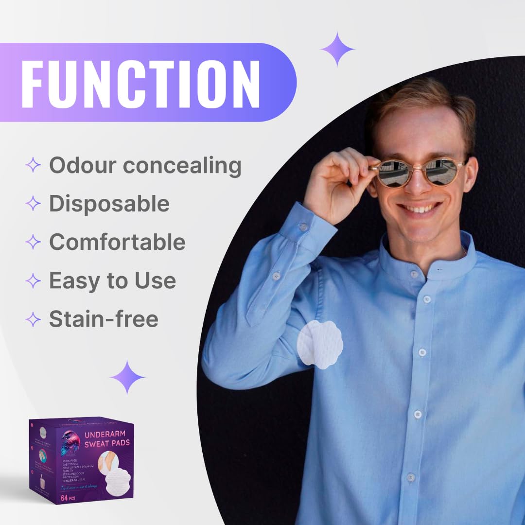 Swearx Armpit Sweat Pads - Underarm Sweat Pads for Women - Absorbent Armpit Shields for Sweating - Underarm Pads for Sweating Women - Discreet Under Arm Pads - Armpit Pads for Sweat Control