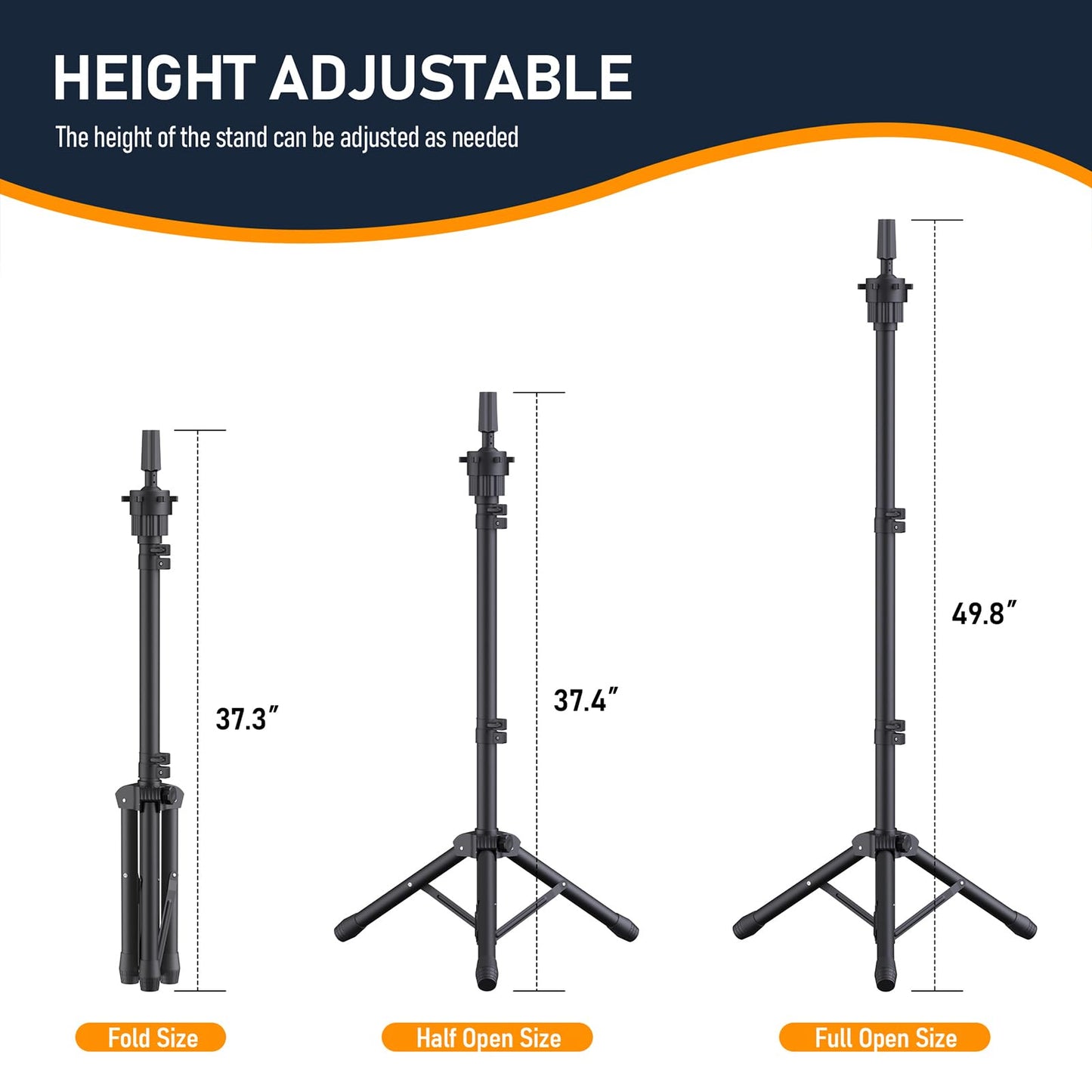 Hemndic Wig Stand with Head, Height Adjustable Wig Stand, Wig Head Stand with Mannequin Head with Extra Wig head Clamp Stand, Black