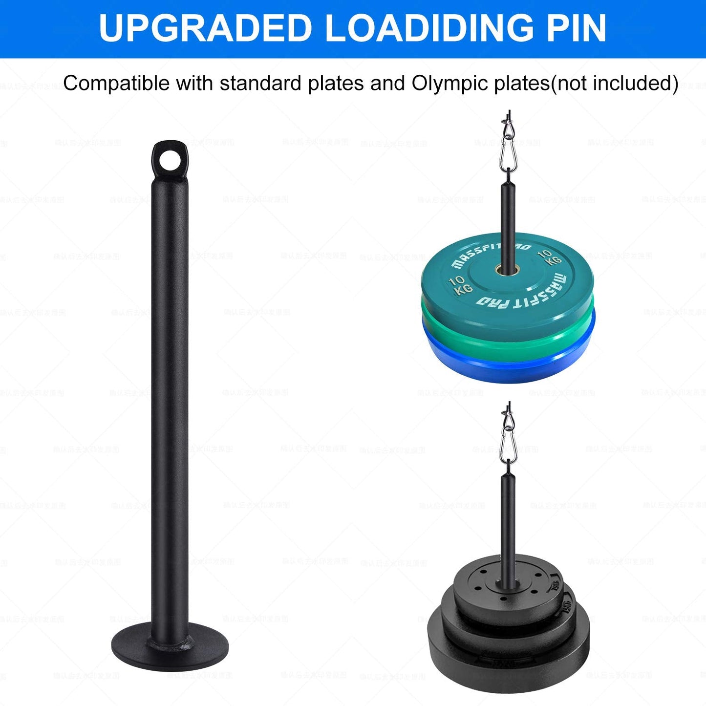 LFJ Weight Loading Pin with Carabiner fit 1 inch and 2 inch Olympic Weight Plate for Cable Pulley System LAT Pulldown (Standard Plates Loading Pin)