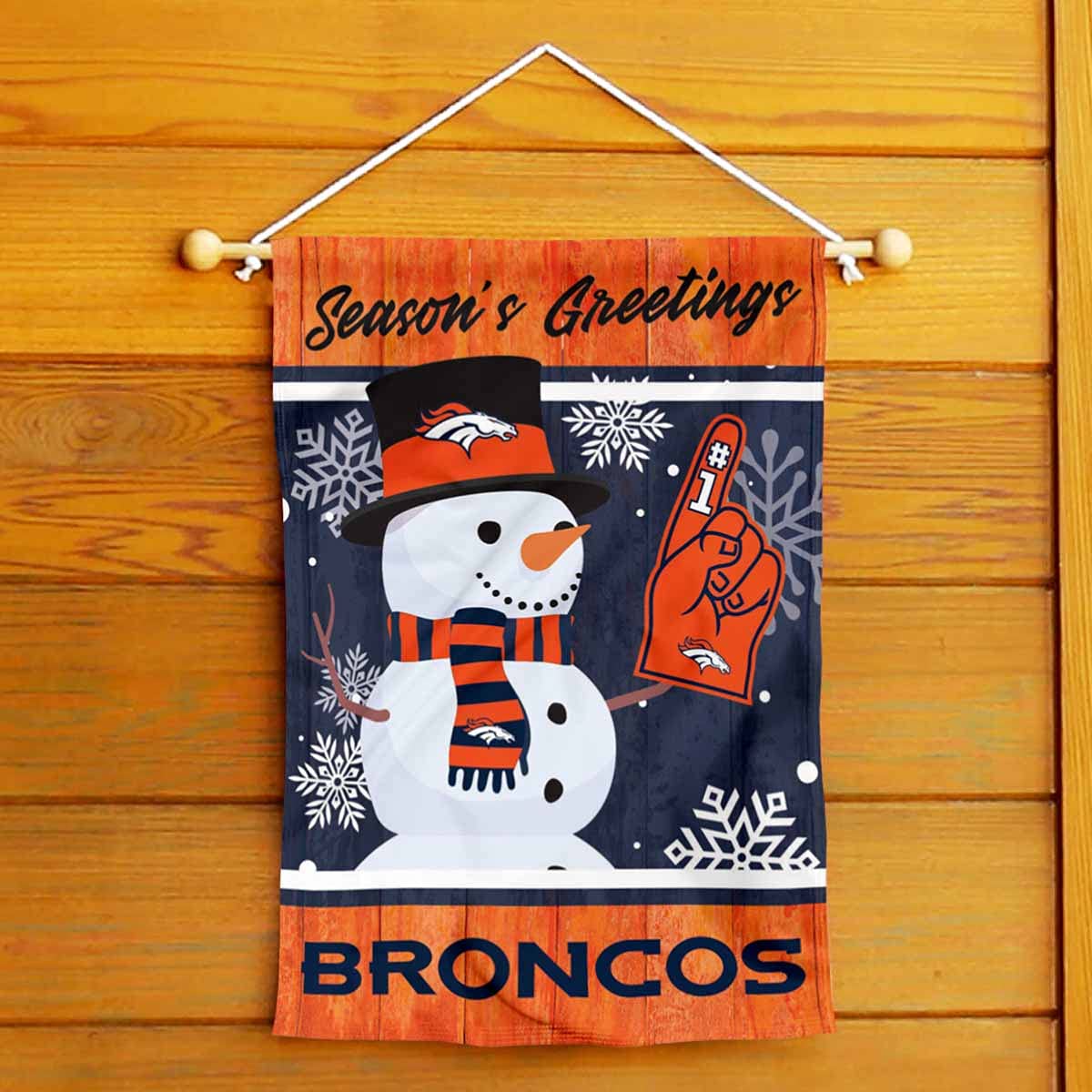 Denver Broncos Holiday Winter Snow Garden Flag Double Sided Banner