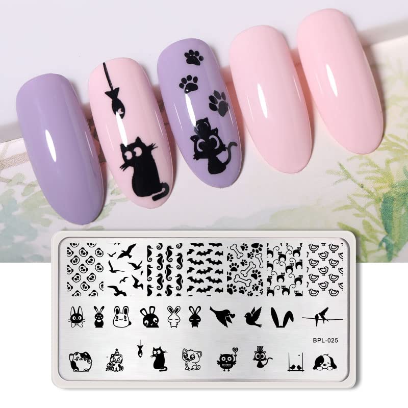 BORN PRETTY Nail Art Stamping Plates Set, Food, Bunnies, Flowers, Lace, Tropical, French Tip Themes Manicuring DIY Nail Templates Plates Print Tool Set
