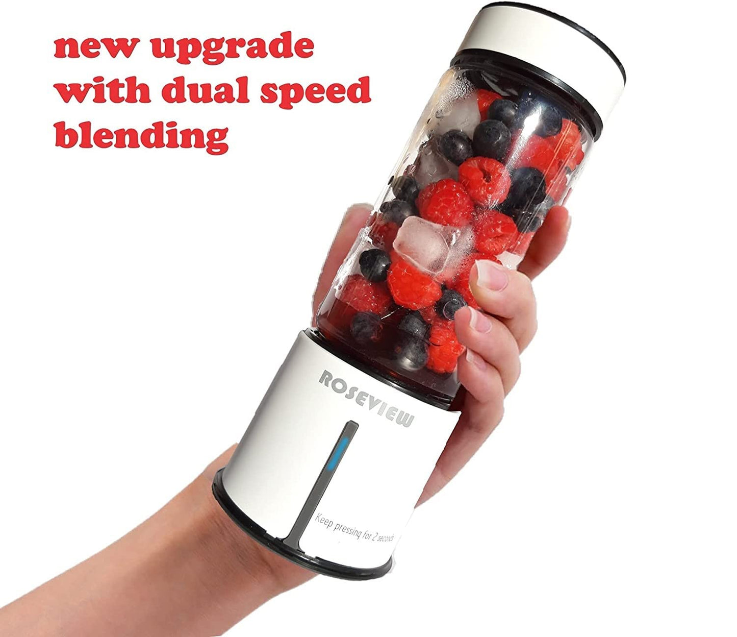 Portable Smoothie blender ROSEVIEW Glass bottle USB rechargeable mini Handheld Ice Shakes Cup 2 blend juicer Cordless Personal smoothies maker Fruit mixer