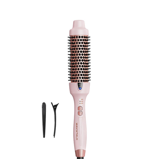 Wavytalk Updated Version Thermal Brush, 1.5 Inch Negative Ion Blowout Express Thermal Round Brush Creates Salon-Quality Blowouts, lonic Frizz Reduction Makes Hair Shinier & Smoother (Millennial Pink)