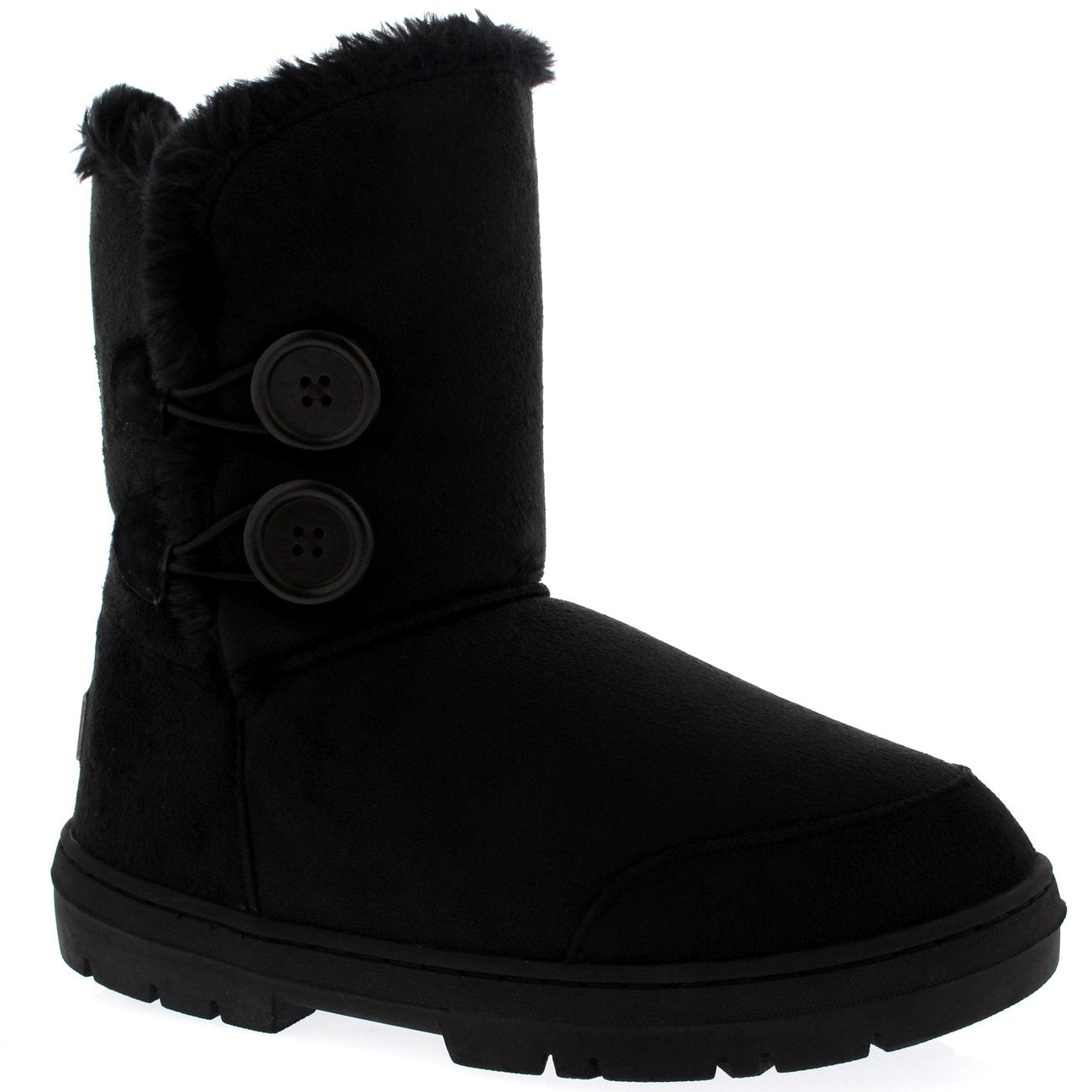 Holly Womens Twin Button Waterproof Winter Snow Boots - Black - 5 - BLA38 AEA0150