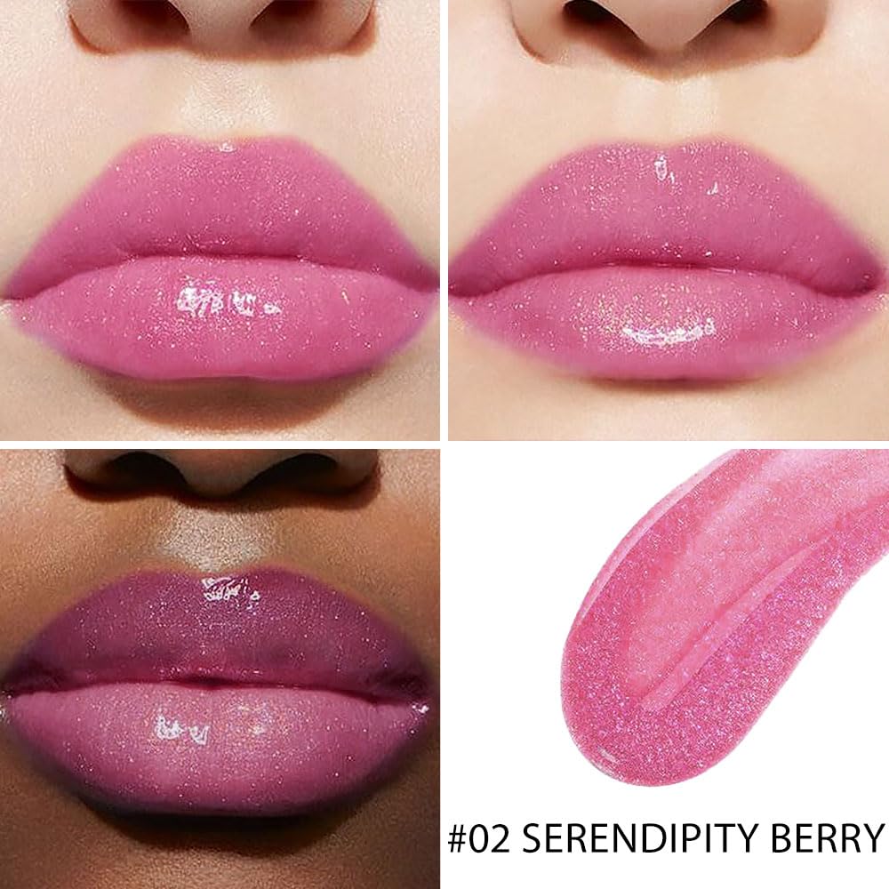 evpct 1Pcs Baby Pink Pearlescent Shine Shimmer Glitter Lipstick Lip Gloss, Metallic Sparkly Sparkle Glossy Lip Gloss Tint Stain Liquid Lipsticks Makeup Set for Women Long Lasting Waterproof 2
